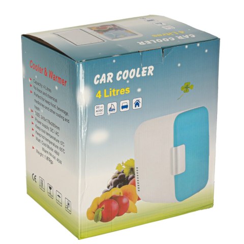 Lodówka turystyczna elektryczna samochodowa mini na jedzenie kosmetyki grzanie chłodzenie 2w1 4L biała