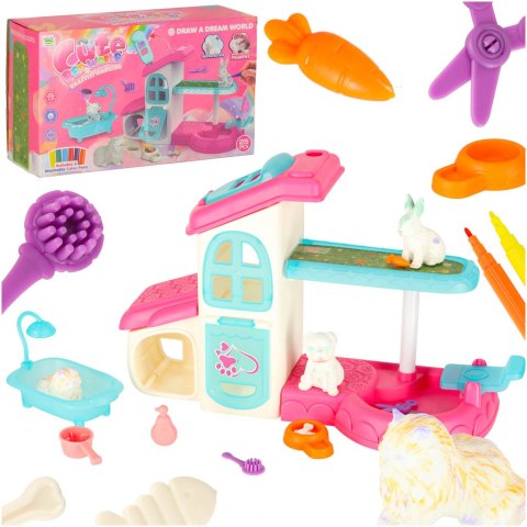 SPA dla zwierząt domek malowanie kąpanie zwierząt mazaki zmywalne akcesoria 26 elementów