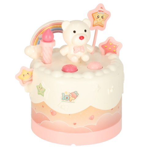 Tort urodzinowy piętrowy do krojenia na rzepy muzyka światła kuchnia 16 elementów różowy