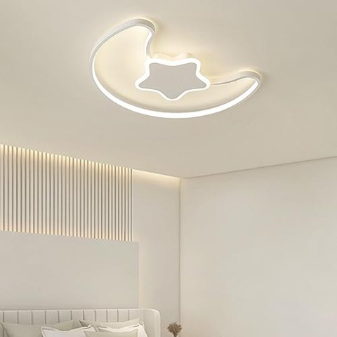 Lampa LED sufitowa plafon do pokoju dziecięcego ściemniana + pilot księżyc biała