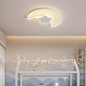 Lampa LED sufitowa plafon do pokoju dziecięcego ściemniana + pilot księżyc biała