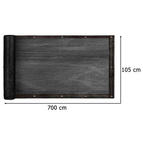Osłona balkonowa LUARO mata maskująca siatka cieniująca na balkon taras 150g/m2 105x700cm UV + Trytytki