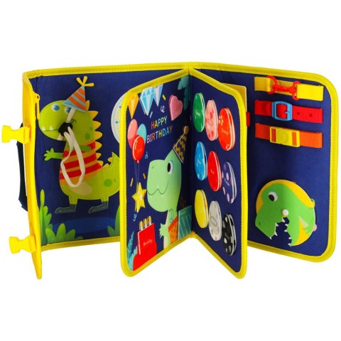 Tablica manipulacyjna sensoryczna montessori walizka plecak niebieska