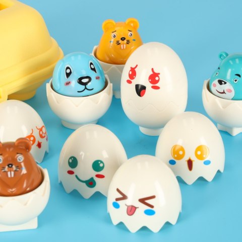 Układanka edukacyjna sorter dopasuj kształty jajka montessori zwierzątka 6 szt