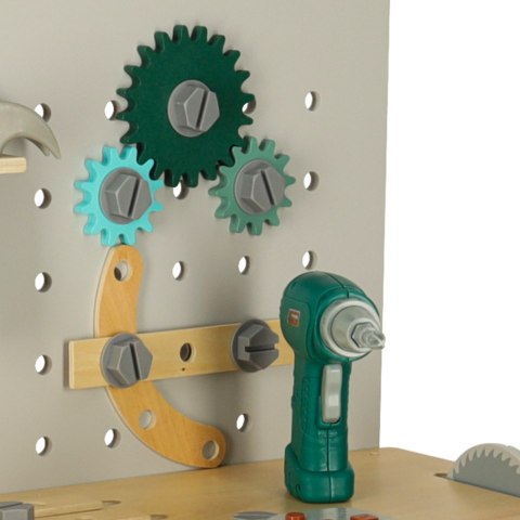 Warsztat drewniany LULILO Fikso zestaw małego majsterkowicza z narzędziami piła wkrętarka dźwięki 86cm