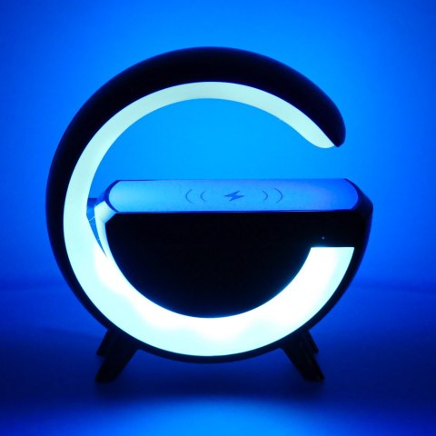 Lampka LED Gamingowa RGB głośnik ładowarka indukcyjna czarna