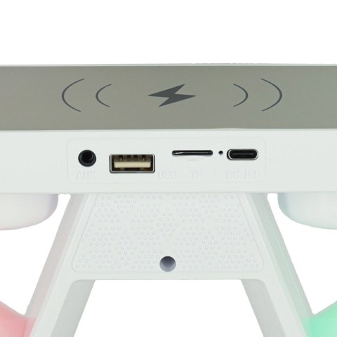 Lampka nocna LED Gamingowa RGB głośnik ładowarka indukcyjna radio budzik zegar