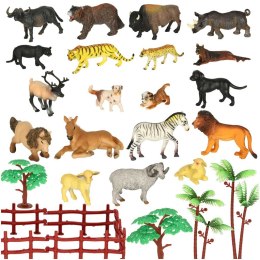 Figurki zwierząt zwierzęta zoo safari farma akcesoria skrzynka 31 el.