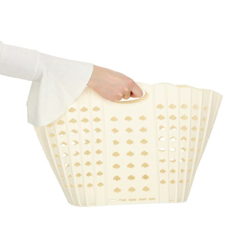 Kosz na zakupy pranie składany organizer łazienkowy z uchwytem kremowy