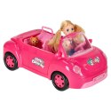 Samochód dla lalek kabriolet zestaw piknikowy lalka piesek różowy 4 el.