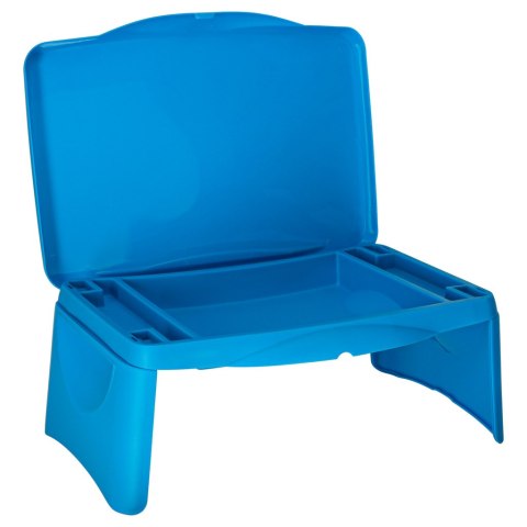 Stolik samochodowy do auta podróżny przenośny składany dla dzieci ze schowkiem niebieski