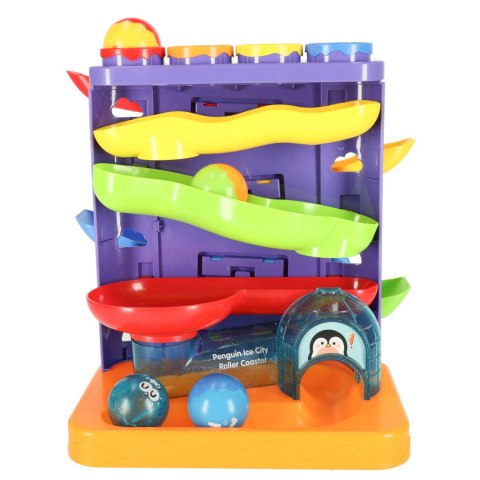 Tor kulkowy interaktywny kulodrom wbijak kulek z młoteczkami 3w1 pingwin + autko