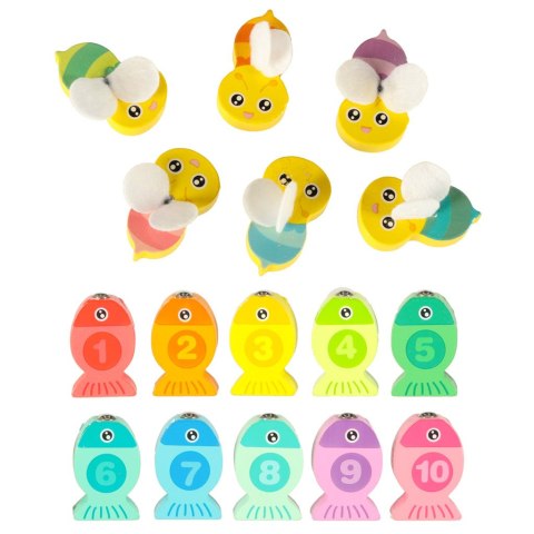 Gra drewniana rybki łowienie rybek na magnes pszczółki montessori