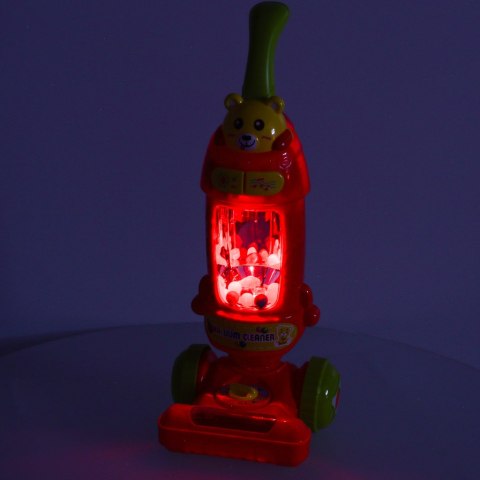 Odkurzacz bezprzewodowy pionowy dla dzieci interaktywny z dźwiękiem malinowy