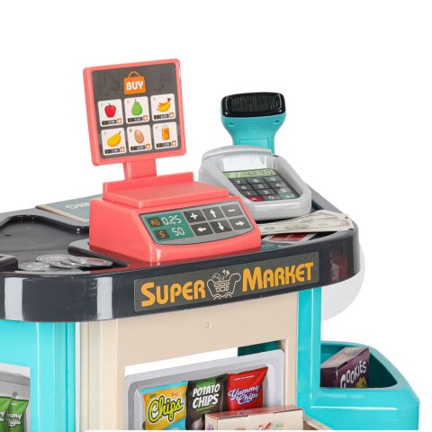 Sklep dla dzieci supermarket stragan wózek na zakupy akcesoria miętowy