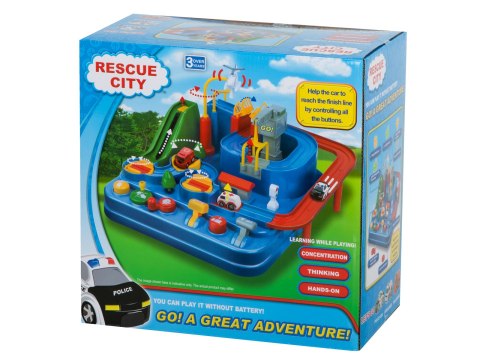 Tor przeszkód interaktywny samochodowy wyścigi parking 3 pojazdy straż radiowóz ambulans, 1 helikopter 32x32cm XXL