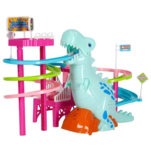 Tor wyścigowy dinozaur zjeżdżalnia ruchome schody LED dźwięk