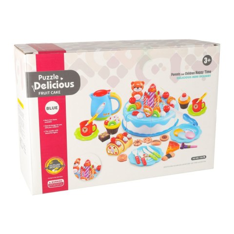 Tort urodzinowy do krojenia na rzepy kuchnia 80 elementów niebieski