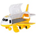 Transporter samolot rozkładany z autami + 3 auta pojazdy budowlane światła dźwięk