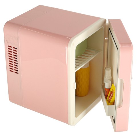 Lodówka turystyczna elektryczna samochodowa mini na jedzenie kosmetyki grzanie chłodzenie 2w1 4L różowa