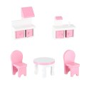 Domek dla lalek drewniany MDF mebelki 70cm różowy LED