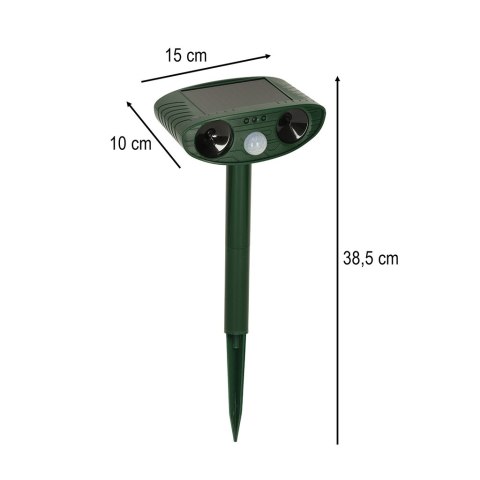 Odstraszacz solarny kretów na gryzonie kuny koty ptaki myszy szczury ultradźwięki czujnik ruchu