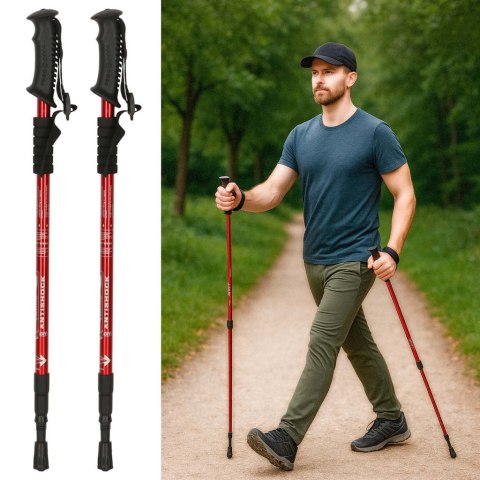 Kijki kije trekkingowe do nordic walking składane 2 sztuki czerwone