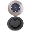 Lampy ogrodowe solarne najazdowe gruntowe czujnik zmierzchu wbijane świecący dysk 8LED 4szt. ciepły biały