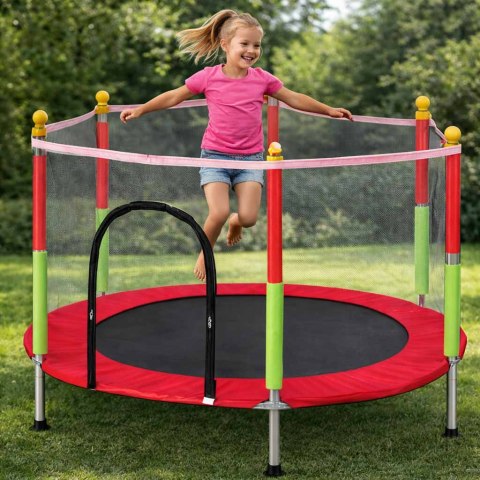 Trampolina do domu ogrodu dla dzieci siatka piłki 140cm 55inch czerwona