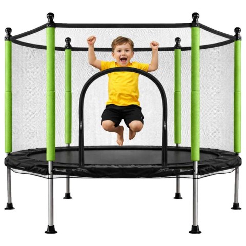 Trampolina do domu ogrodu dla dzieci siatka piłki 140cm 55inch zielona