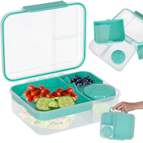 Lunch box śniadaniówka pudełko śniadaniowe z przegródkami dzielone 2200ml miętowe