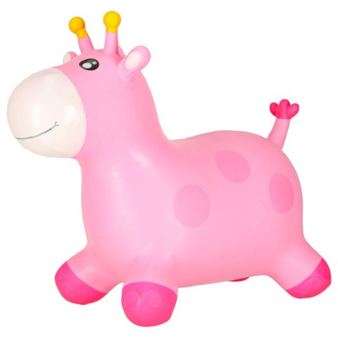 Skoczek dla dzieci do skakania z pompką gumowy różowa żyrafa