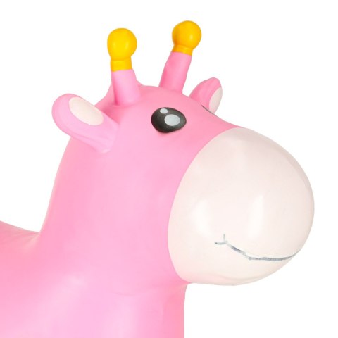 Skoczek dla dzieci do skakania z pompką gumowy różowa żyrafa