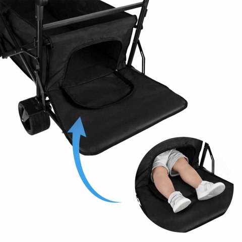 Wózek transportowy LUARO plażowy składany z daszkiem i siatką czarny