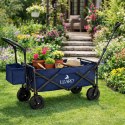 Wózek transportowy LUARO plażowy składany z daszkiem i siatką granatowy