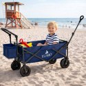 Wózek transportowy LUARO plażowy składany z daszkiem i siatką granatowy