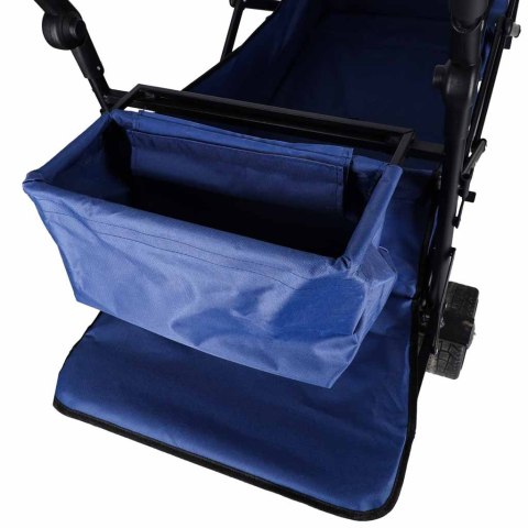 Wózek transportowy LUARO plażowy składany z daszkiem i siatką granatowy