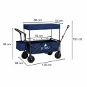 Wózek transportowy LUARO plażowy składany z daszkiem i siatką granatowy