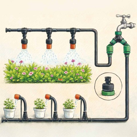 Zraszacz ogrodowy LUARO kurtyna wodna mgiełka system nawadniania 25m
