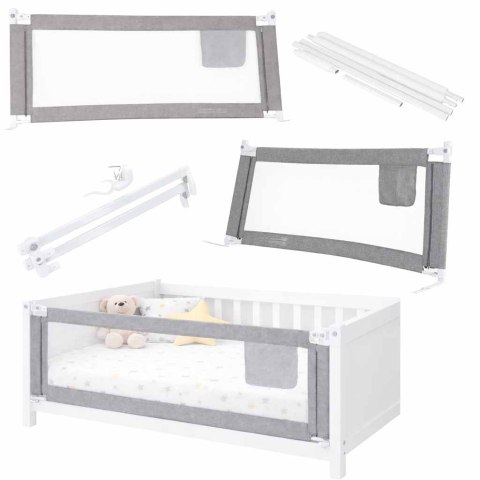 Barierka do łóżka ochronna zabezpieczenie blokada osłona 200cm szara