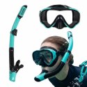 Maska do snurkowania okulary rurka fajka zestaw niebiesko-czarny