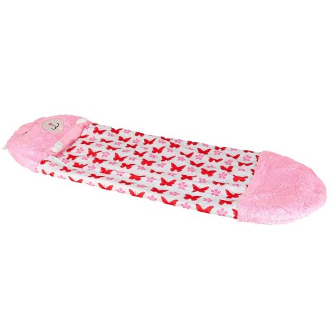 Śpiwór do spania dla dzieci turystyczny poduszka 2w1 125x50cm różowy