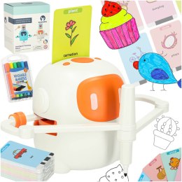 Zabawka interaktywna edukacyjna robot nauka rysowania fiszki mazaki pomarańczowy