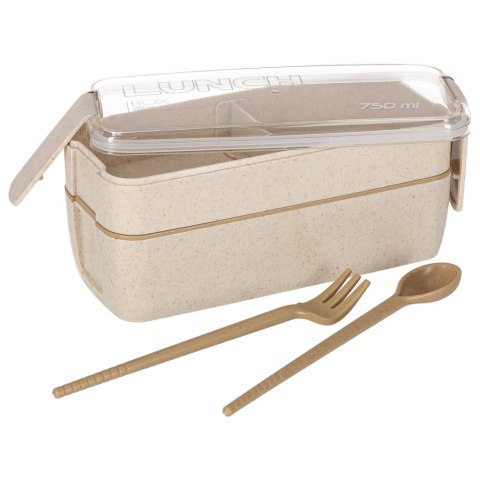 Lunch box śniadaniówka pudełko śniadaniowe z przegródkami dzielone 750ml beżowe